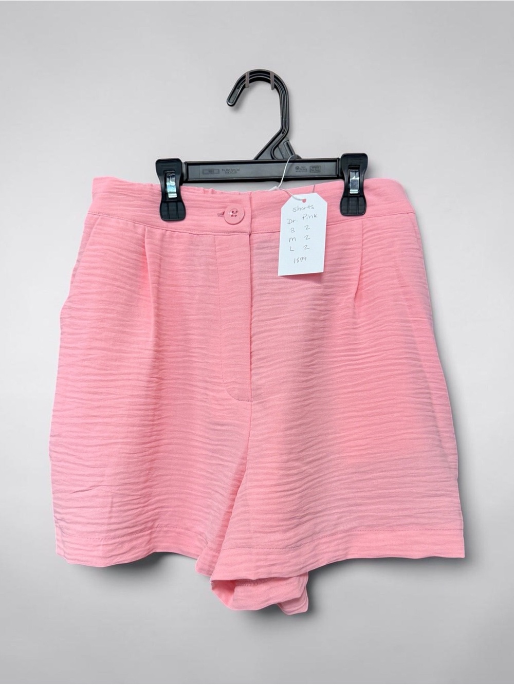 Zenana Outfitters Pink Textured High-Waist Shorts
